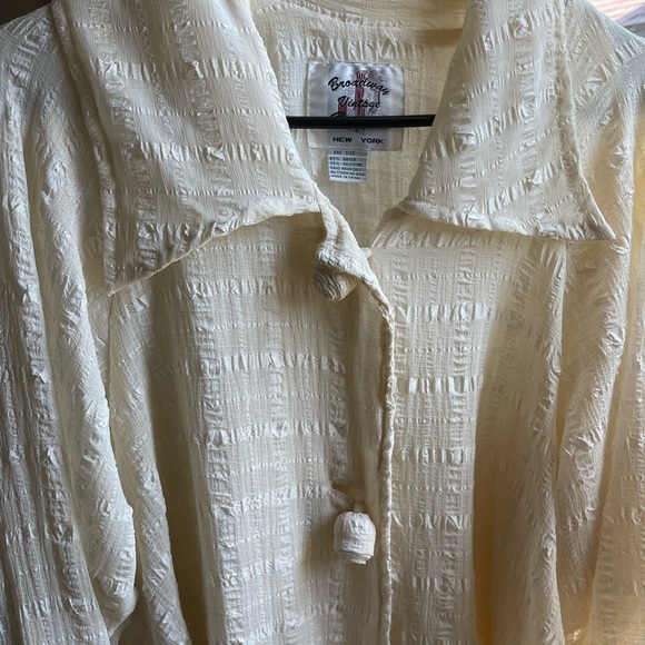 Vintage oversized Fall autumn sheer beige button down top - Picture 13 of 17